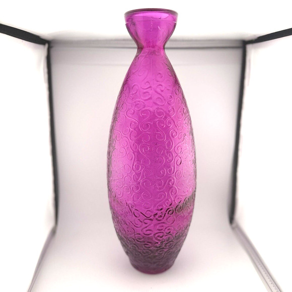 HUGE Lafiore Fuchia Pink vase Handblown in Spain 16" - Picture 4 of 9